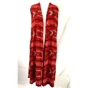 LuLaRoe Joy duster red aztec tribal print (J882)